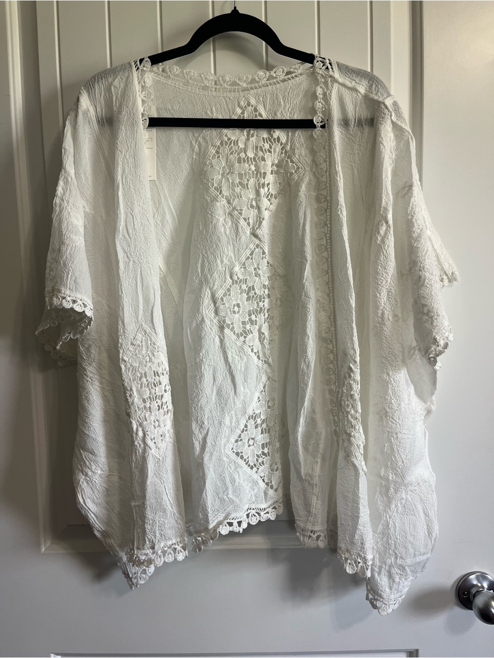Taj By Sabrina Crippa Embroidery Crochet Lace Kimono Cover Up NWT $120 Resort